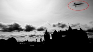 A UFO photographed over Muiderslot Castle outside Amsterdam