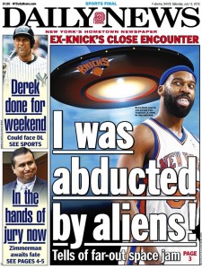 Former KNicks player Baron Davis says he was abducted by aliens, reports the Daily News