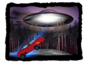 Alien spaceships abduct man's car, tent, dog